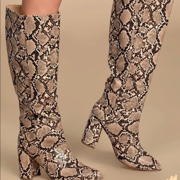 Shoes - Tan Snake Print Boot 6.5 Brand New